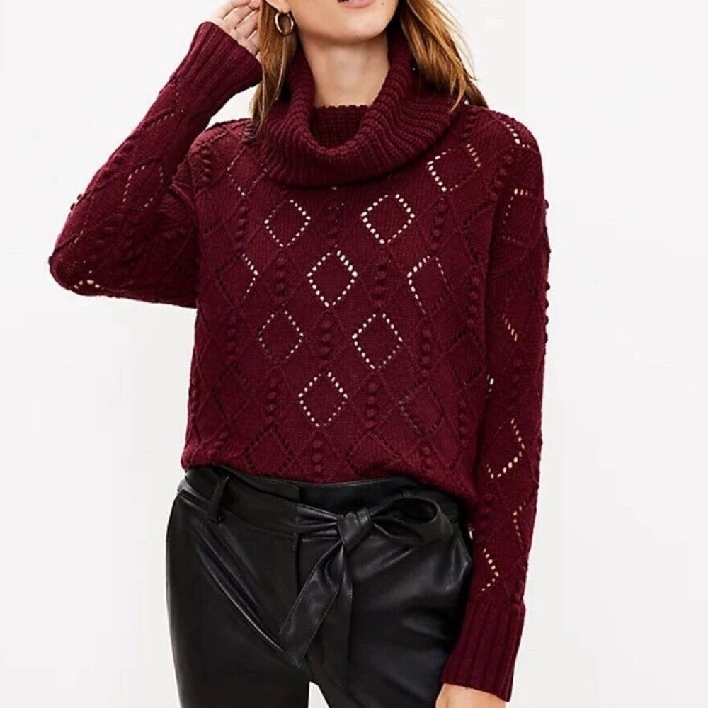 Loft Maroon Bobble Turtleneck Sweater